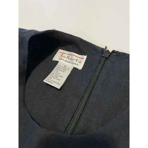 Talbots Women’s Size 6 Irish Linen Sheath Black Classic Dress Buttons - Picture 3 of 7